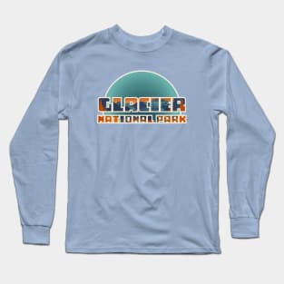 Glacier National Park Retro Art Long Sleeve T-Shirt